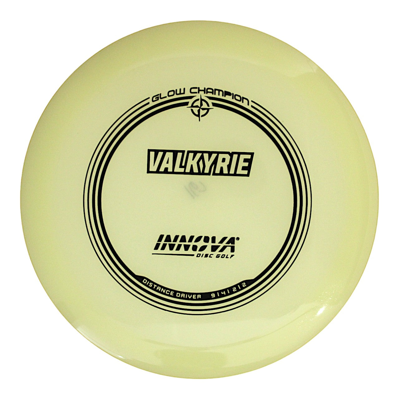 Innova Disc Golf Canada Champion Glow Valkyrie Distance Driver Grippy feel Good durability Flexible in cooler conditions Great for distance and control Maintains stability over time Comfortable for grip Straight shots