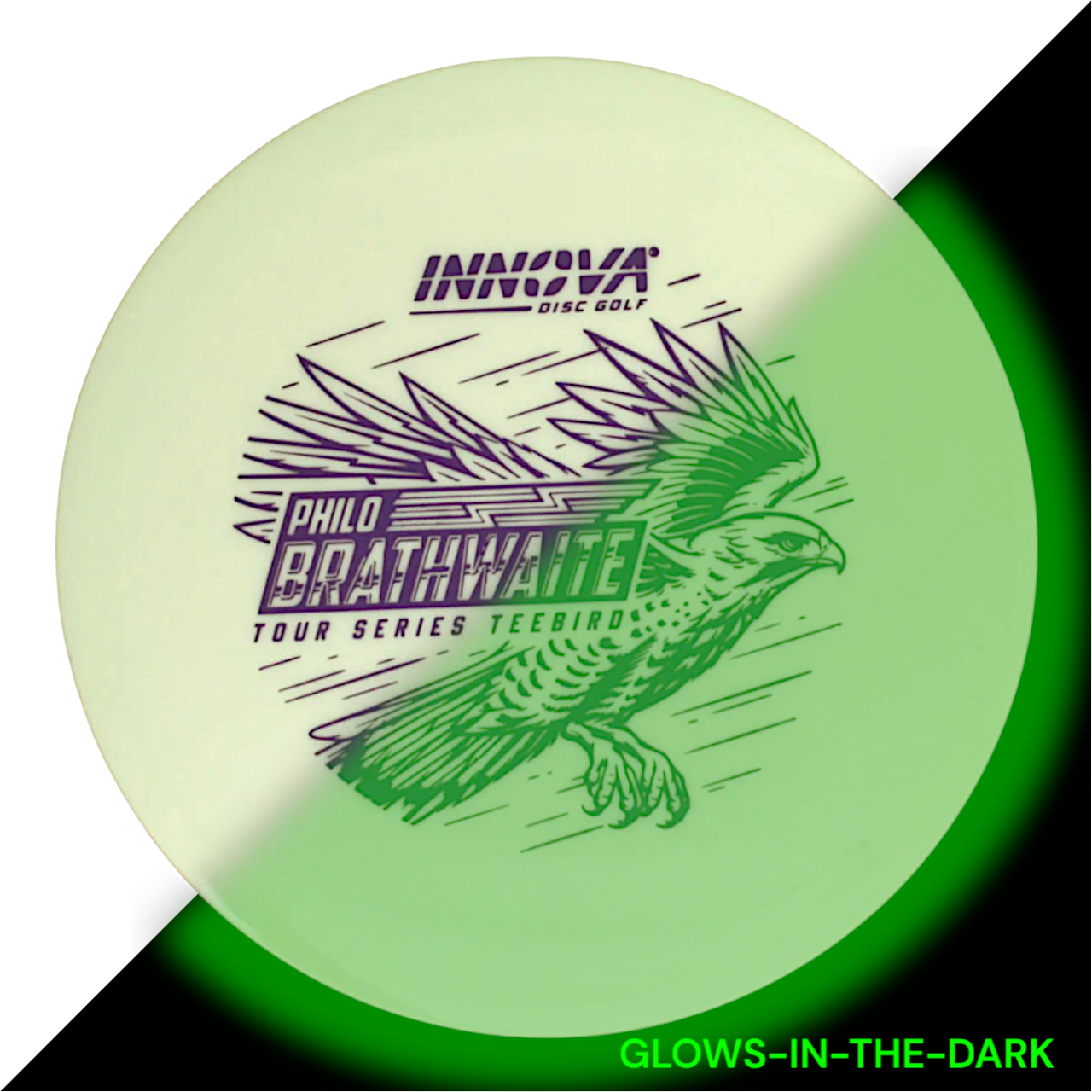 Teebird Proto Glow Star (Philo Brathwaite 2024 Tour Series) Teebird Glow Fairway Driver Glows in the dark Charges in sunlight Good grip for night rounds Maintains durability of premium plastics Provides visibility at night Can be used in various conditions