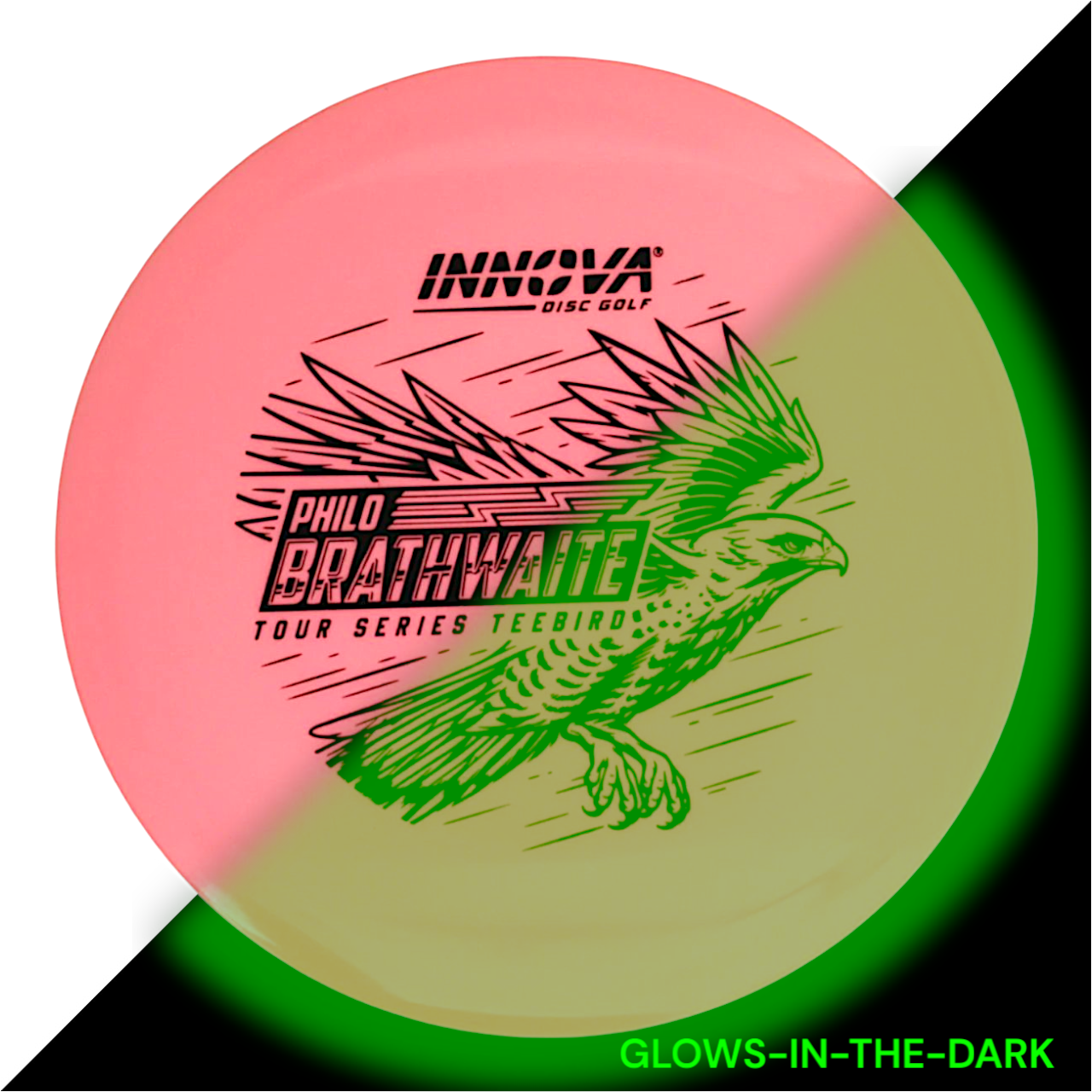 Teebird Proto Glow Star (Philo Brathwaite 2024 Tour Series) Teebird Glow Fairway Driver Glows in the dark Charges in sunlight Good grip for night rounds Maintains durability of premium plastics Provides visibility at night Can be used in various conditions