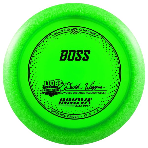 INNOVA DISC GOLF CANADA Boss
Distance Driver Grippy feel Good durability Flexible in cooler conditions Great for distance and control Maintains stability over time Comfortable for grip Lightweight