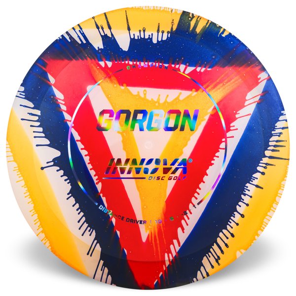 Champion INNOVA DISC GOLF CANADA Gorgon Distance Driver Firm grip High durability Stable flight path Premium pricing Resistant to scratches Ideal for advanced players 10 / 6 / -2 / 1 Most Durable Dyed Vibrant Colours
