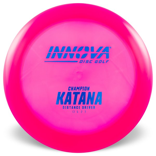 Innova Disc Golf Canada champion Katana Distance Driver Soft grip great durability Stable flight path Resistant to scratches Ideal for advanced players Flexible in cooler conditions Great for distance and control Maintains stability over time Comfortable for grip good Glide