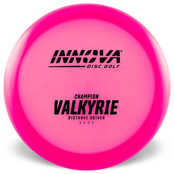 Innova Disc Golf Canada Champion I-Dye Valkyrie Distance Driver Grippy feel Good durability Flexible in cooler conditions Great for distance and control Maintains stability over time Comfortable for grip Straight shots