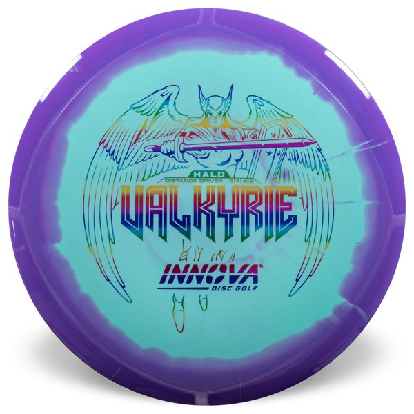 Innova Disc Golf Canada Halo Star Valkyrie Distance Driver Valkyrie Distance Driver Grippy feel Great durability Flexible in cooler conditions Great for distance and control Maintains stability over time Comfortable for grip Straight shots