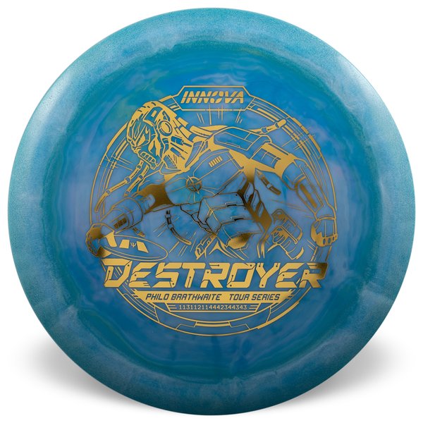 Destroyer Star (Philo Brathwaite 2025 Tour Series) INNOVA DISC GOLF CANADA	Destroyer
Distance Driver	Slick Finish	Versatile Colors	Great Durability	and grip Overstable	Impact Resistant	Improved Glide Flexible in cooler conditions	Great for distance and control	Maintains stability over time
