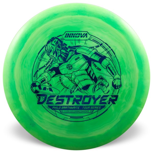 Destroyer Star (Philo Brathwaite 2025 Tour Series) INNOVA DISC GOLF CANADA	Destroyer
Distance Driver	Slick Finish	Versatile Colors	Great Durability	and grip Overstable	Impact Resistant	Improved Glide Flexible in cooler conditions	Great for distance and control	Maintains stability over time
