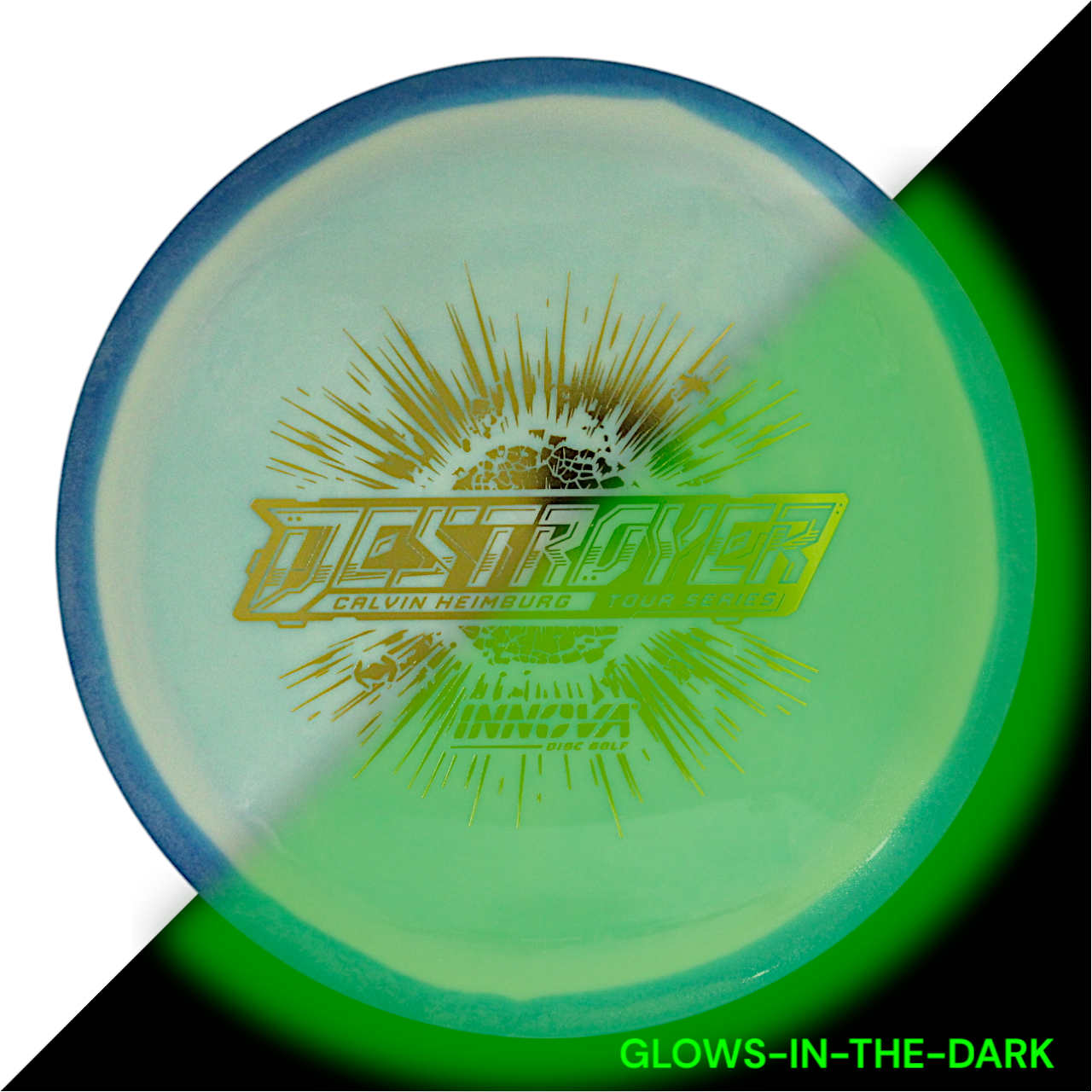 Destroyer Proto Glow Halo Star (Calvin Heimburg 2024 Tour Series) INNOVA DISC GOLF CANADA	Destroyer	Distance Driver	Flexible	Premium Opaque	Grips Well	Overstable	Impact Resistant	High Stability
