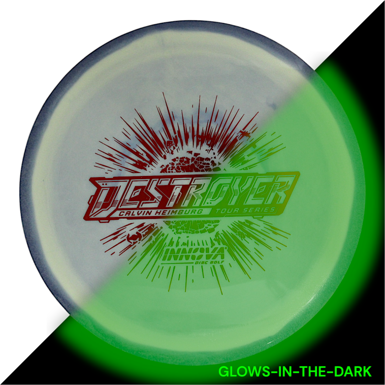 Destroyer Proto Glow Halo Star (Calvin Heimburg 2024 Tour Series) INNOVA DISC GOLF CANADA	Destroyer	Distance Driver	Flexible	Premium Opaque	Grips Well	Overstable	Impact Resistant	High Stability
