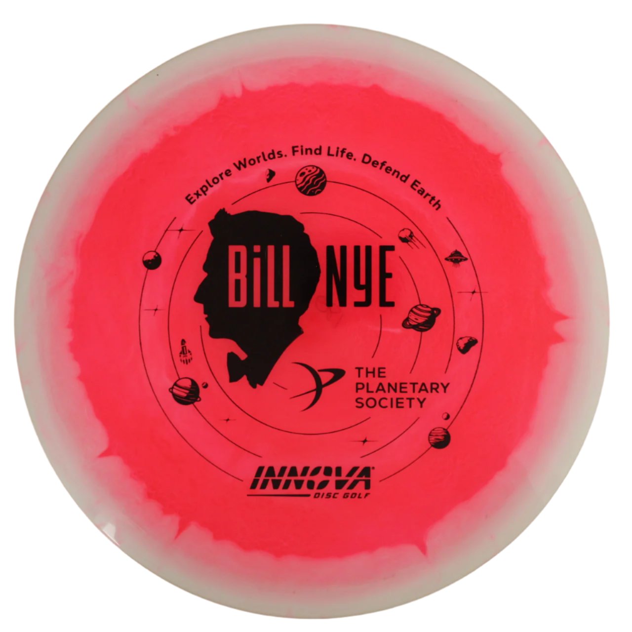 Innova Disc Golf Canada Halo Champion Mako3 Bill Nye Collab Edition Limited ProductionInnova Disc Golf Canada Champion Mako3 Midrange	Flexible	Premium feel	Ideal for Controlled Shots	Straight Shooter	Reliable Fade	Great Glide No fade No turn Beginner Friendly

