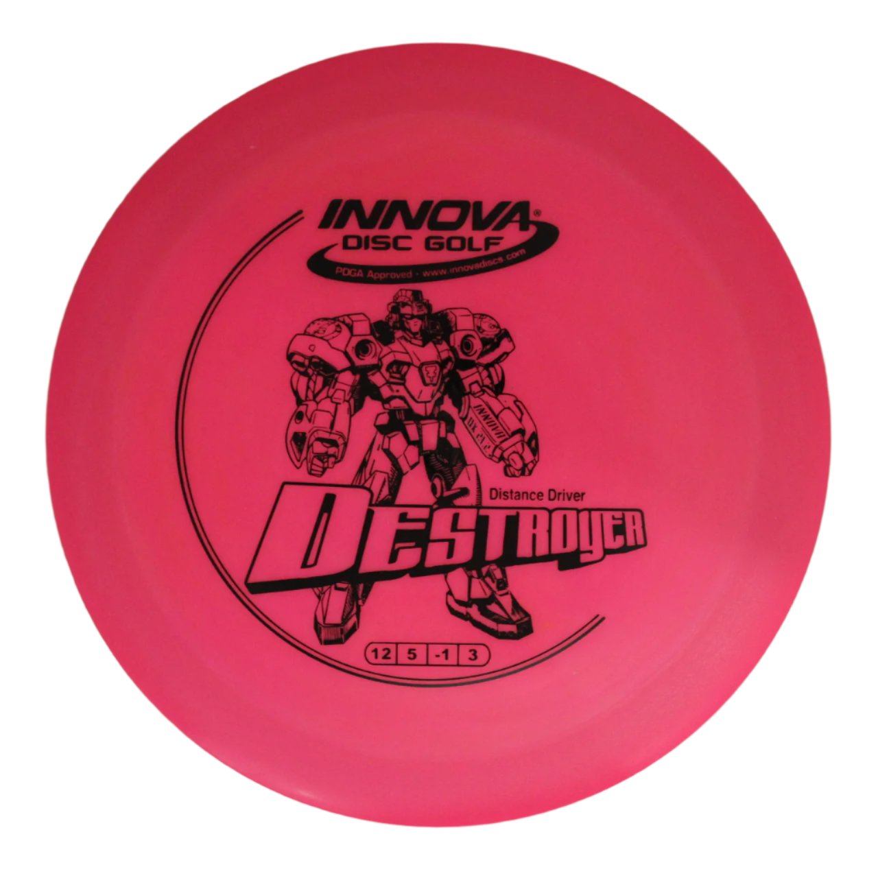 INNOVA DISC GOLF CANADA	Destroyer
Distance Driver	Slick Finish	Versatile Colors	Good Durability	Overstable	Impact Resistant	Improved Glide Flexible in cooler conditions	Great for distance and control	Maintains stability over time	Comfortable for grip lightweight

