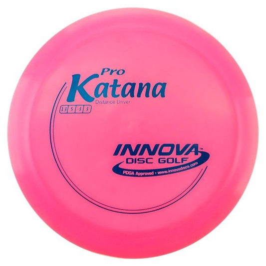 Innova Disc Golf Canada Pro Katana Distance Driver Distance Driver Distance Driver	Soft grip	good durability	Stable flight path		Resistant to scratches	Ideal for advanced players Flexible in cooler conditions	Great for distance and control	Maintains stability over time	Comfortable for grip  good Glide
