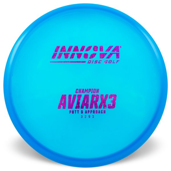 Innova Disc Golf Canada Champion AviarX3 Aviar X3 Innova Disc Golf Canada AviarX3 Putt & Approach Disc INNOVA DISC GOLF CANADA
PUTT AND APPROACH
STABLE PUTTER
BC ONTARIO
SPIN PUTTS
ONE DISC ROUNDS
Grippy feel	Great durability	Flexible in cooler conditions	Great for distance and control	Maintains stability over time	Comfortable for grip
