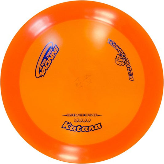 Innova Disc Golf Canada Blizzard Champion Katana Distance Driver Distance Driver Distance Driver	Firm grip	High durability	Stable flight path		Resistant to scratches	Ideal for advanced players Flexible in cooler conditions	Great for distance and control	Maintains stability over time	Comfortable for grip
