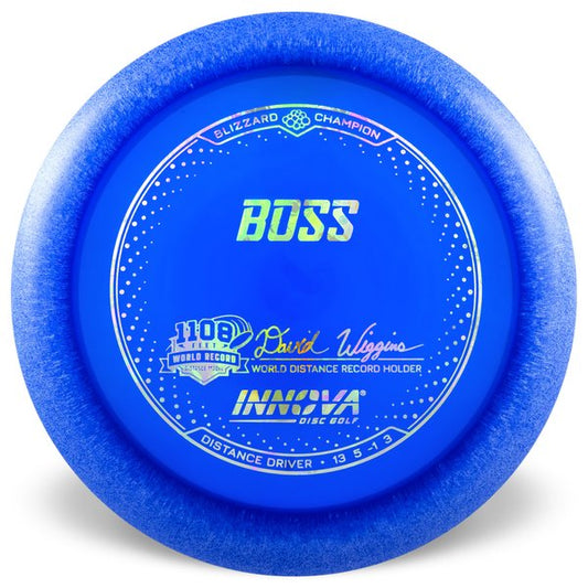 INNOVA DISC GOLF CANADA	Boss
Distance Driver	Grippy feel	Good durability	Flexible in cooler conditions	Great for distance and control	Maintains stability over time	Comfortable for grip Lightweight
