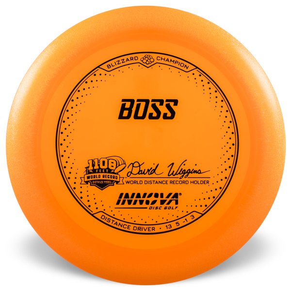 INNOVA DISC GOLF CANADA	Boss
Distance Driver	Grippy feel	Good durability	Flexible in cooler conditions	Great for distance and control	Maintains stability over time	Comfortable for grip Lightweight
