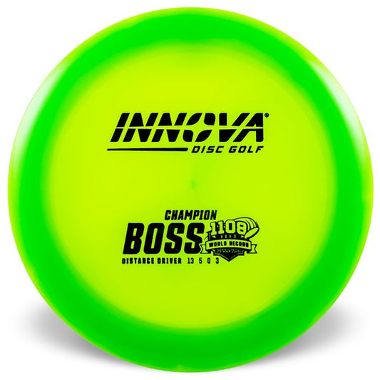 INNOVA DISC GOLF CANADA	Boss
Distance Driver	Grippy feel	Great durability	Flexible in cooler conditions	Great for distance and control	Maintains stability over time	Comfortable for grip
