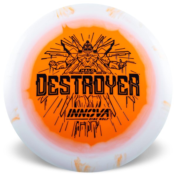Innova Disc Golf Canada Halo Star Destroyer Distance Driver INNOVA DISC GOLF CANADA	Destroyer
Distance Driver	Slick Finish	Versatile Colors	Great Durability	and grip Overstable	Impact Resistant	Improved Glide Flexible in cooler conditions	Great for distance and control	Maintains stability over time	Comfortable for grip lightweight

