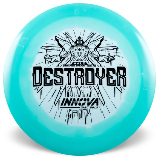 INNOVA DISC GOLF CANADA	Destroyer
Distance Driver	Slick Finish	Versatile Colors	Great Durability	and grip Overstable	Impact Resistant	Improved Glide Flexible in cooler conditions	Great for distance and control	Maintains stability over time	Comfortable for grip lightweight

