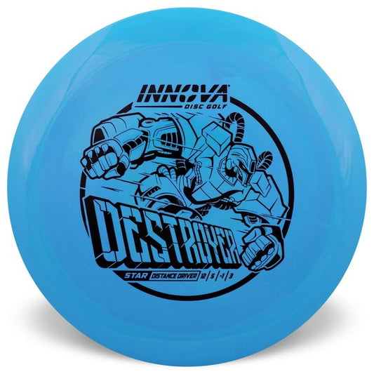 INNOVA DISC GOLF CANADA	Star Destroyer
Distance Driver	Slick Finish	Versatile Colors	Great Durability	and grip Overstable	Impact Resistant	Improved Glide Flexible in cooler conditions	Great for distance and control	Maintains stability over time	Comfortable for grip lightweight

