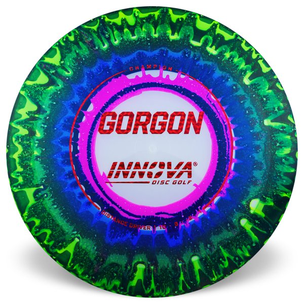 Champion	INNOVA DISC GOLF CANADA	Gorgon	Distance Driver	Firm grip	High durability	Stable flight path	Premium pricing	Resistant to scratches	Ideal for advanced players	10 / 6 / -2 / 1	Most Durable Dyed Vibrant Colours
