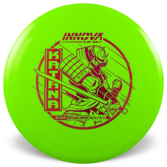 Innova Disc Golf Canada Star Katana Distance Driver 	Soft grip	great durability	Stable flight path		Resistant to scratches	Ideal for advanced players Flexible in cooler conditions	Great for distance and control	Maintains stability over time	Comfortable for grip  good Glide
