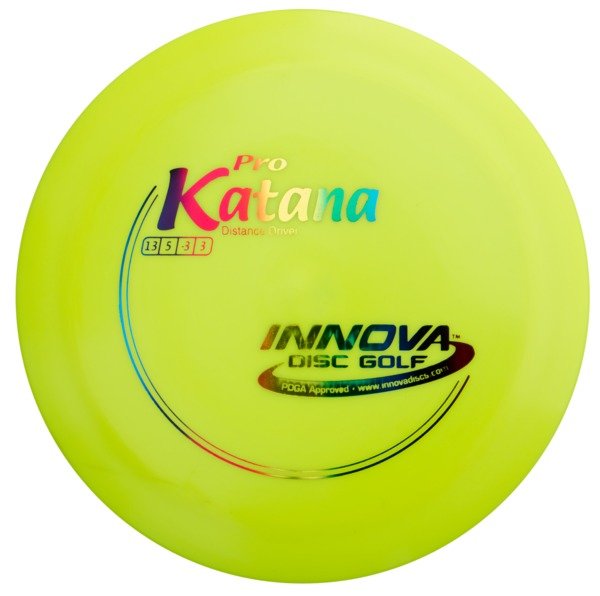 Innova Disc Golf Canada Pro Katana Distance Driver Distance Driver Distance Driver	Soft grip	good durability	Stable flight path		Resistant to scratches	Ideal for advanced players Flexible in cooler conditions	Great for distance and control	Maintains stability over time	Comfortable for grip  good Glide
