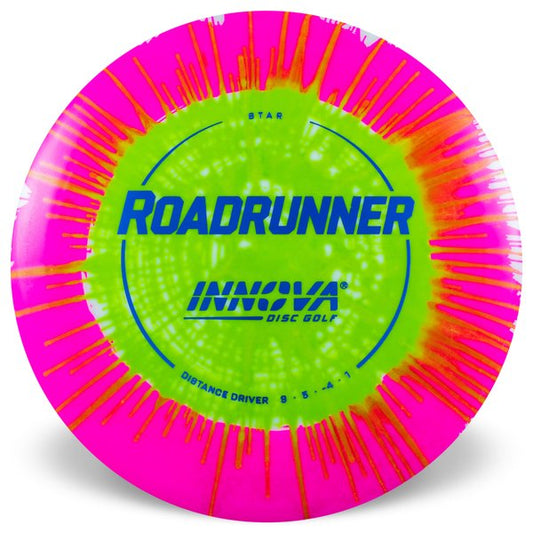 Innova Disc Golf Canada Star I-
Dye Roadrunner Distance Driver INNOVA DISC GOLF CANADA	Roadrunner star	Superior grip	Good durability	Consistent flight path	Suitable for all skill levels	Good for distance and control	Versatile for different shots
