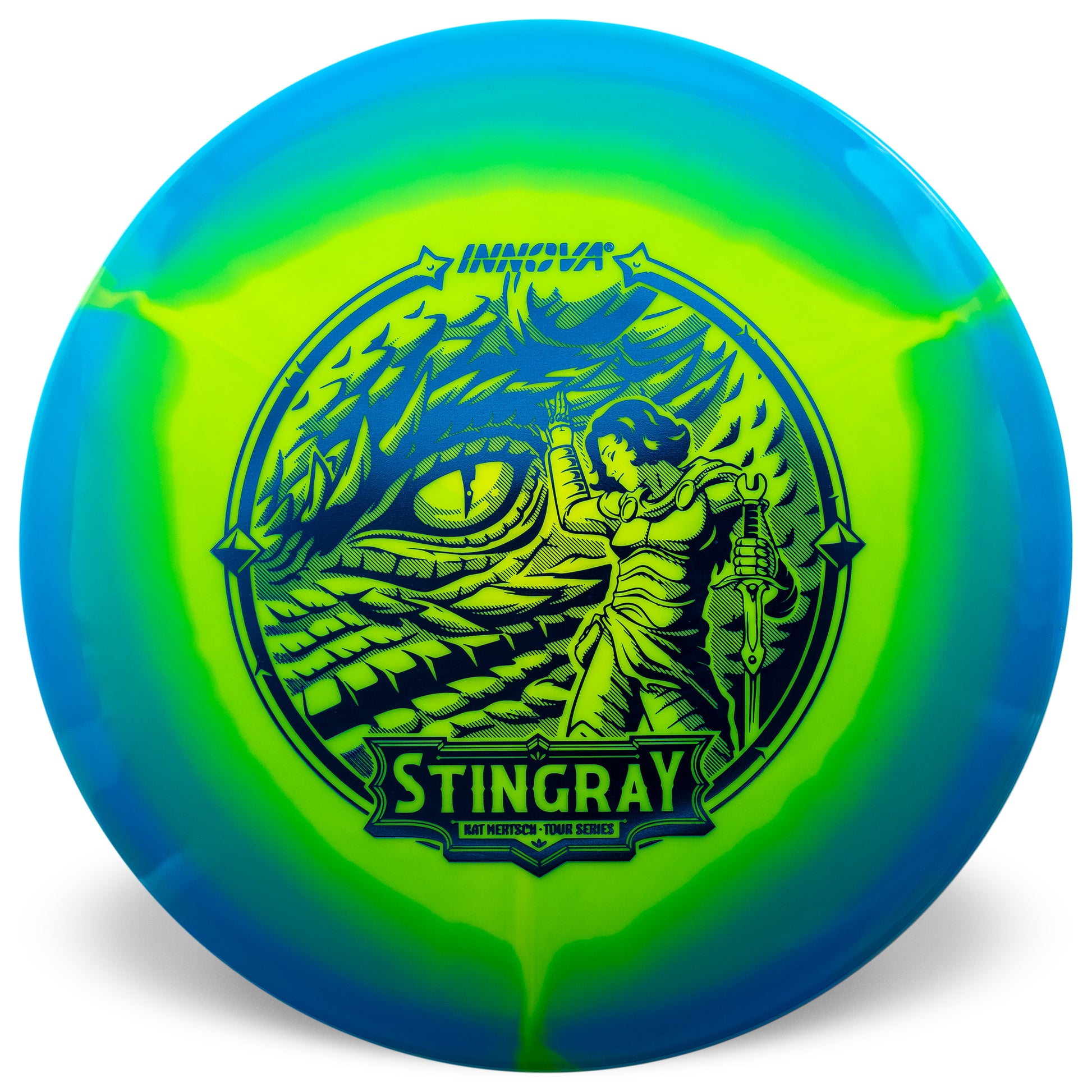 Innova Disc Golf Canada  Champion Stingray Halo Star (Kat Mertsch 2025 Tour Series)  Superior grip	Good durability	Consistent flight path	Suitable for all skill levels	Good for distance and control	Versatile for different shots understable great for roller shots good glide 
