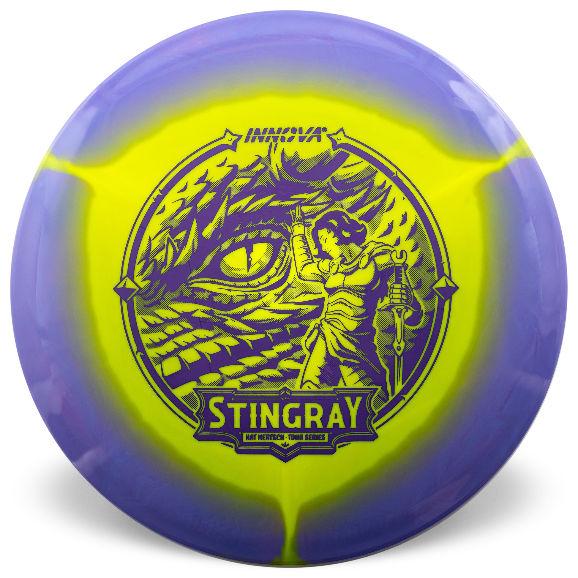 Innova Disc Golf Canada  Champion Stingray Halo Star (Kat Mertsch 2025 Tour Series)  Superior grip	Good durability	Consistent flight path	Suitable for all skill levels	Good for distance and control	Versatile for different shots understable great for roller shots good glide 
