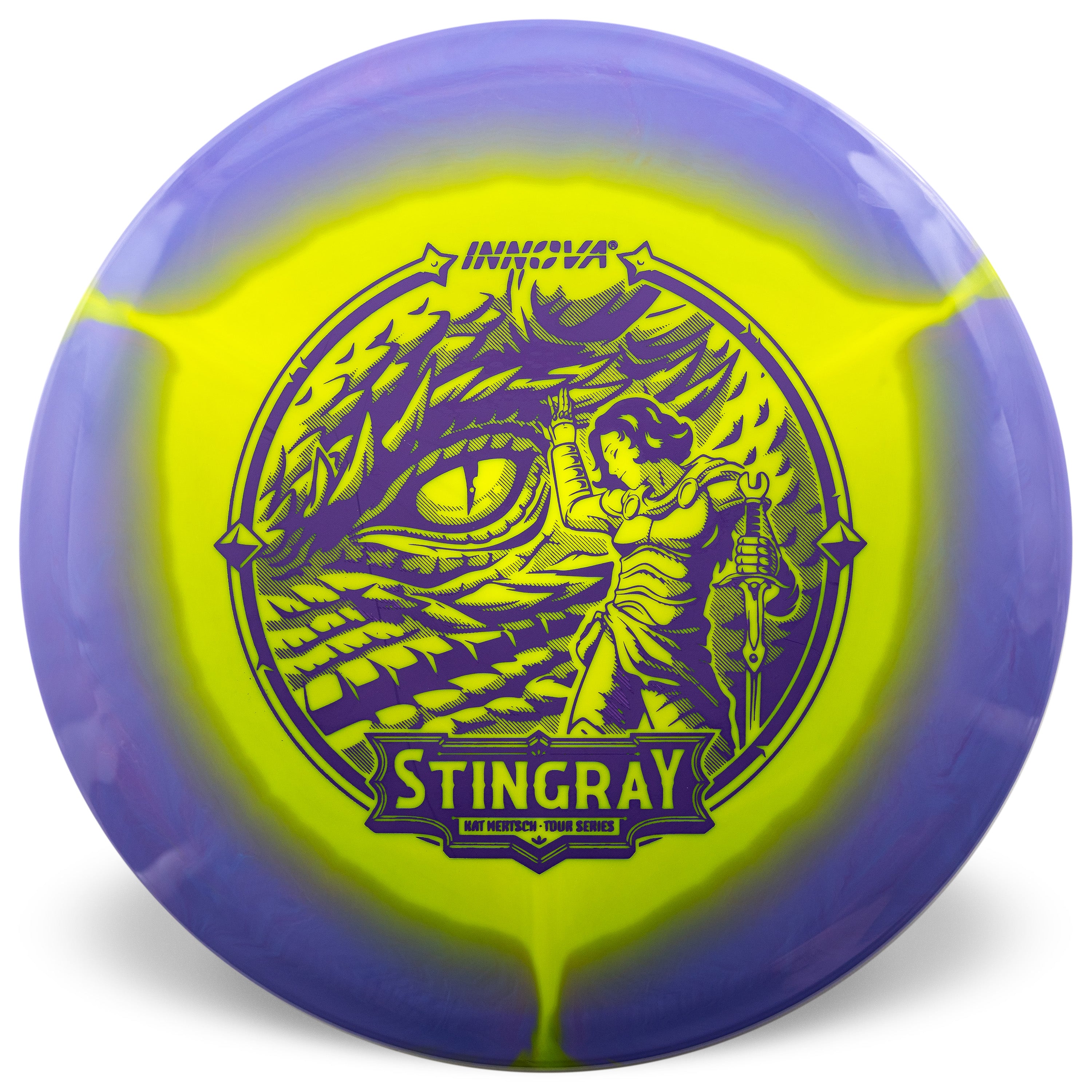 Innova Disc Golf Canada  Champion Stingray Halo Star (Kat Mertsch 2025 Tour Series)  Superior grip	Good durability	Consistent flight path	Suitable for all skill levels	Good for distance and control	Versatile for different shots understable great for roller shots good glide 

