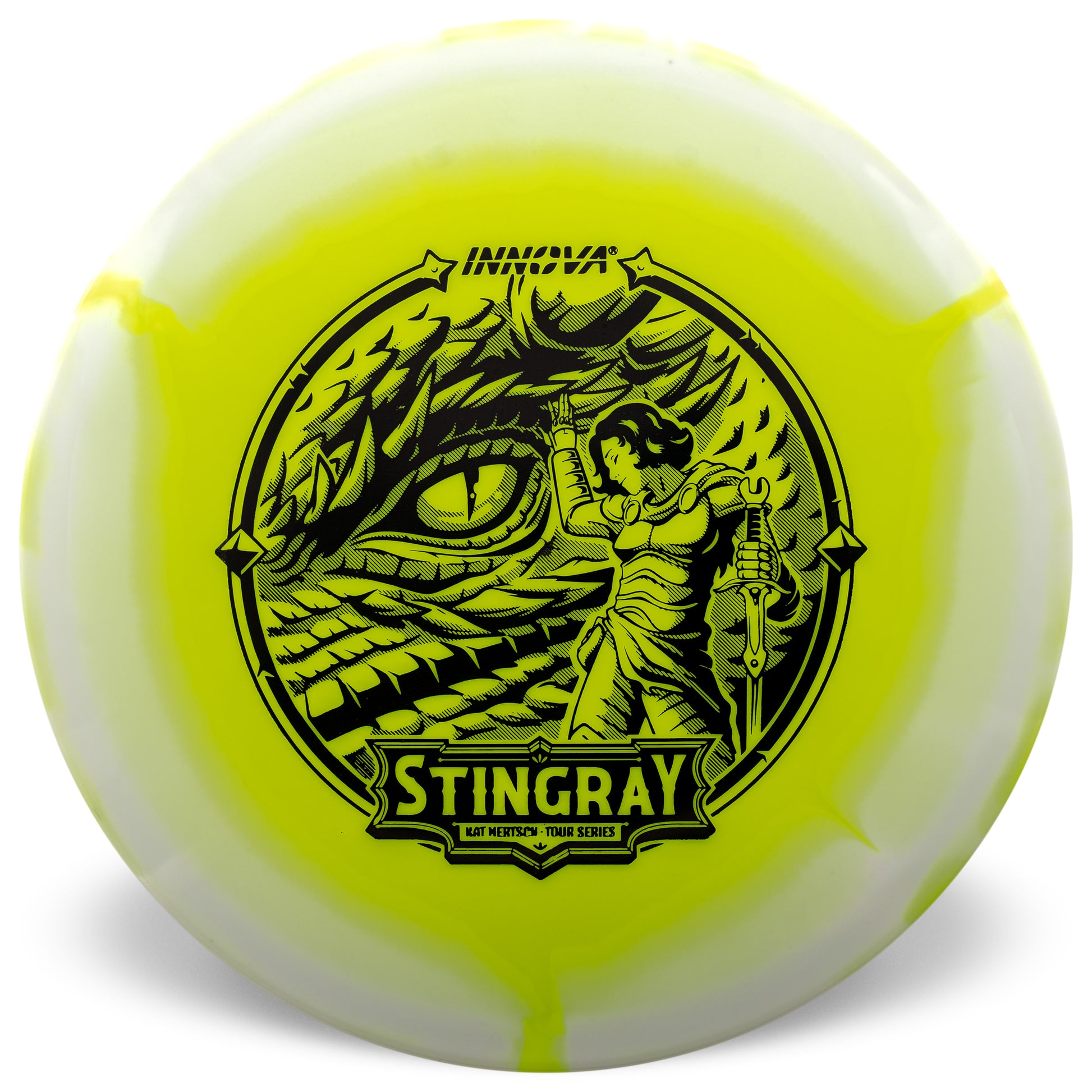 Innova Disc Golf Canada  Champion Stingray Halo Star (Kat Mertsch 2025 Tour Series)  Superior grip	Good durability	Consistent flight path	Suitable for all skill levels	Good for distance and control	Versatile for different shots understable great for roller shots good glide 
