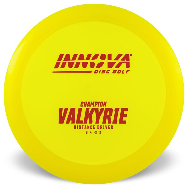 Innova Disc Golf Canada Champion I-Dye Valkyrie Distance Driver Grippy feel	Good durability	Flexible in cooler conditions	Great for distance and control	Maintains stability over time	Comfortable for grip Straight shots
