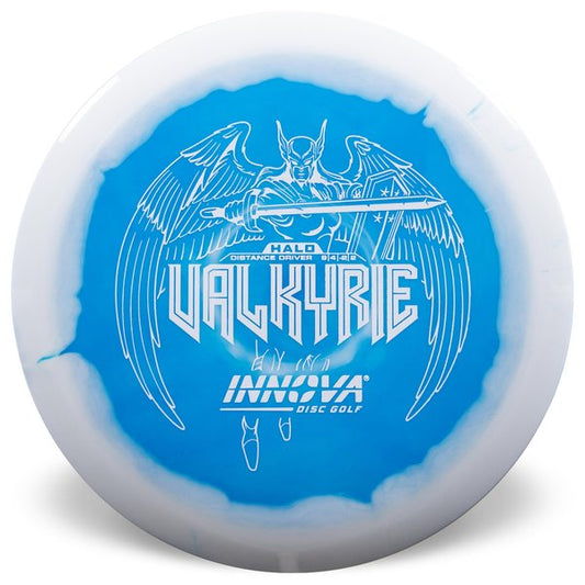 Innova Disc Golf Canada Halo Star Valkyrie Distance Driver  Valkyrie Distance Driver Grippy feel	Great durability	Flexible in cooler conditions	Great for distance and control	Maintains stability over time	Comfortable for grip Straight shots
