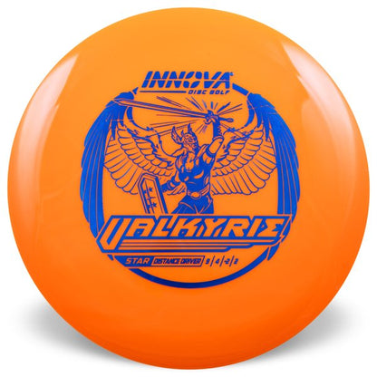 Innova Disc Golf Canada Star Valkyrie Distance Driver Valkyrie Distance Driver  Grippy feel	Good durability	Flexible in cooler conditions	Great for distance and control	Maintains stability over time	Comfortable for grip Straight shots
