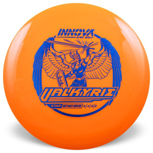 Innova Disc Golf Canada Star Valkyrie Distance Driver Valkyrie Distance Driver  Grippy feel	Good durability	Flexible in cooler conditions	Great for distance and control	Maintains stability over time	Comfortable for grip Straight shots
