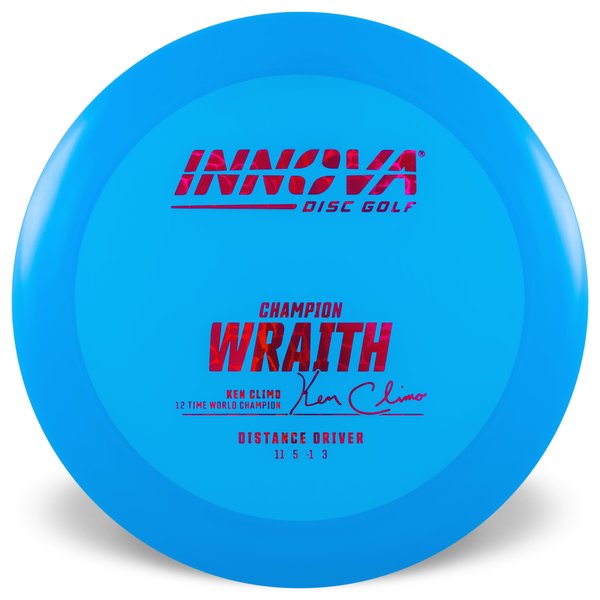 Innova Disc Golf champion Wraith Distance Driver Overstable	Cold  weather Reliable	Experienced Players	Headwind Use	clear plastic	 all Weather Consistent high glide forehand friendly good grip premium feel 
