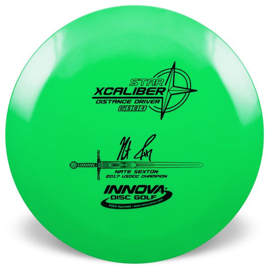 INNOVA DISC GOLF CANADA	xcaliber	Star	Distance Driver
Wind Resistant	High Speed	Good Glide	Ideal for Power Throws overstable
